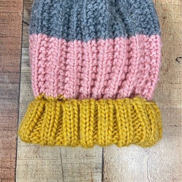 Chunky Knit Pom Fleece Lined Warm Winter Beanie Pastel Mustard Yellow Preppy - Picture 4 of 7